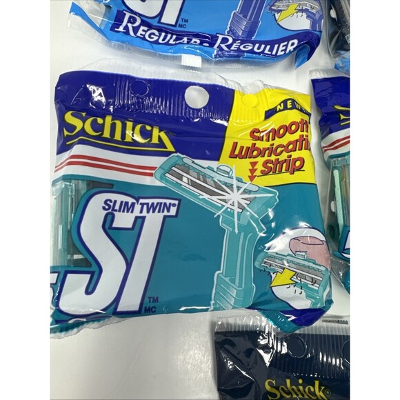 22 NOS Schick Slim Twin Disposable Razors Sensitive & Regular Vintage NEW - Picture 3 of 7